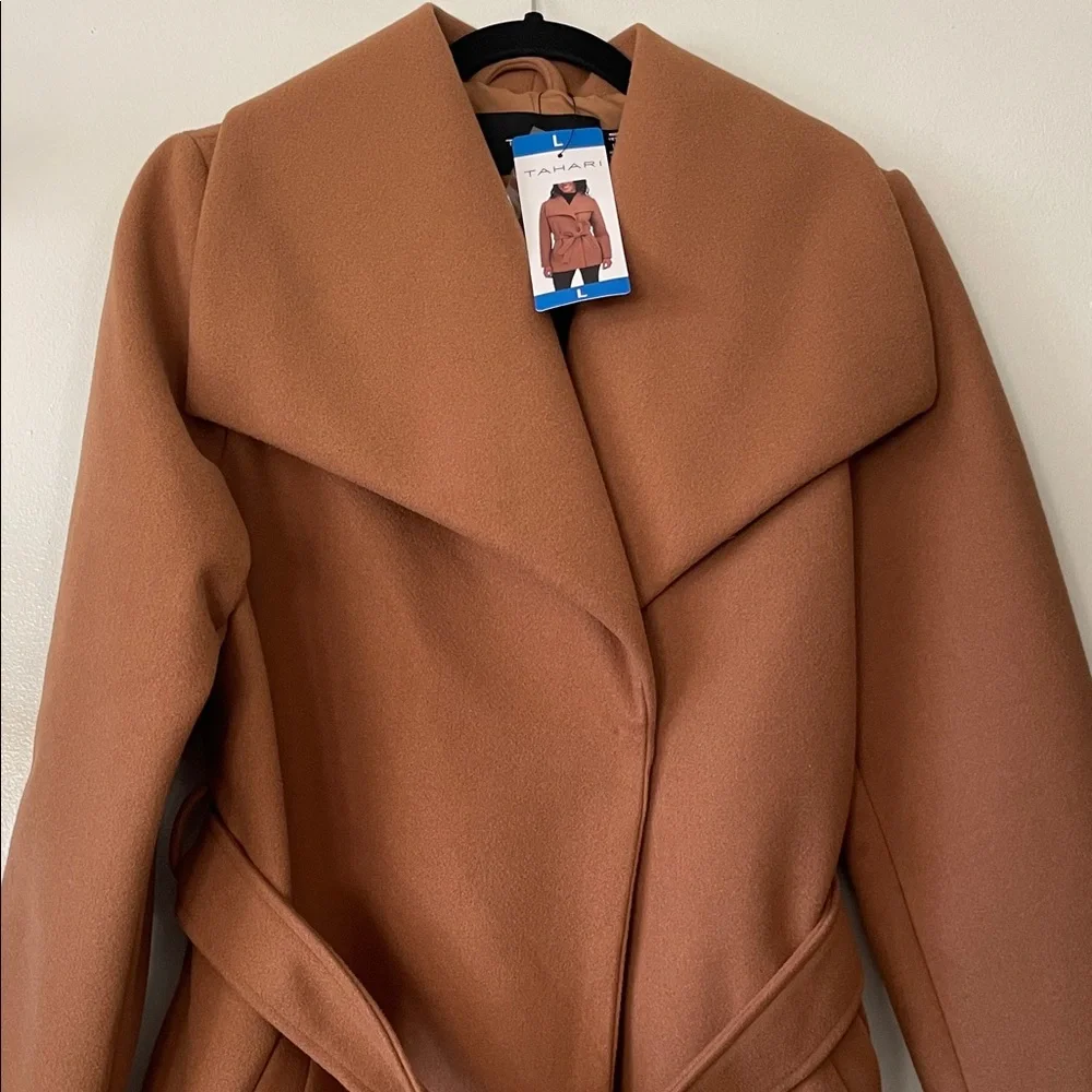 TAHARI|Women's Tan Camel Belted Coat|Large|NWT - Picture 2 of 8